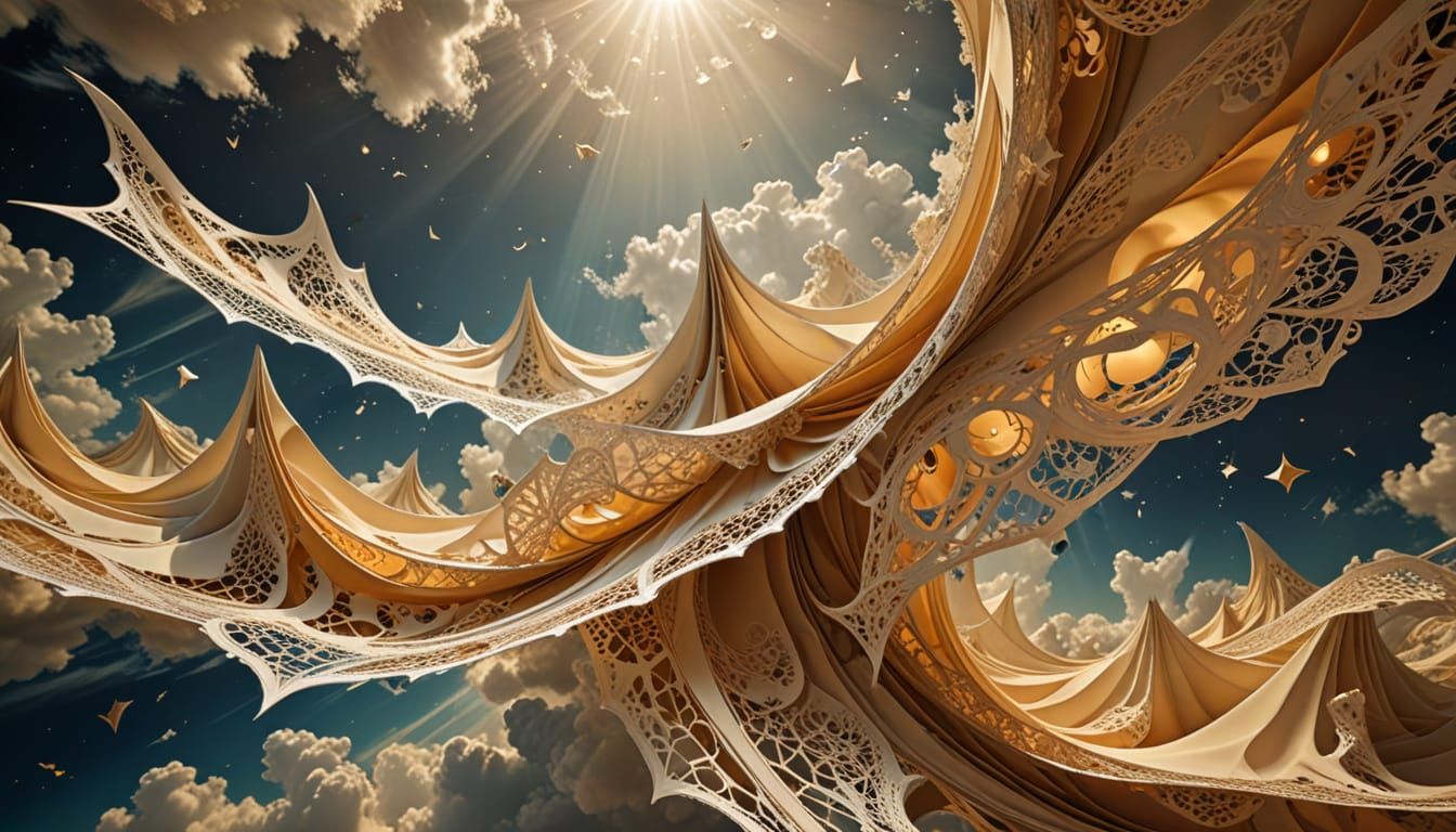 Surrealist Celestial Beings Fold Reality in Dreamlike Landsc...