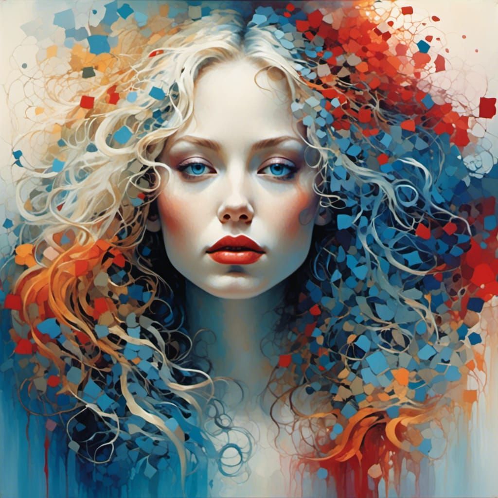 Dreamy Fractal Portrait with Iridescent Glow