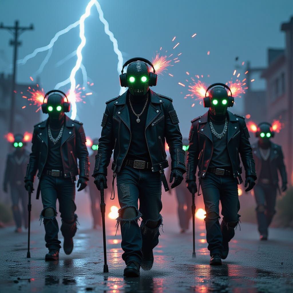 Heavy Metal Robots in Gritty Industrial Cityscape