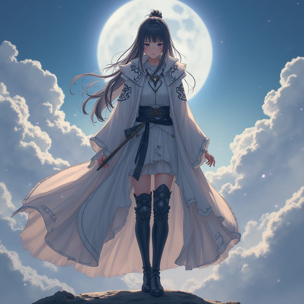 Regal Anime Woman in Dream Realm, 3D Art