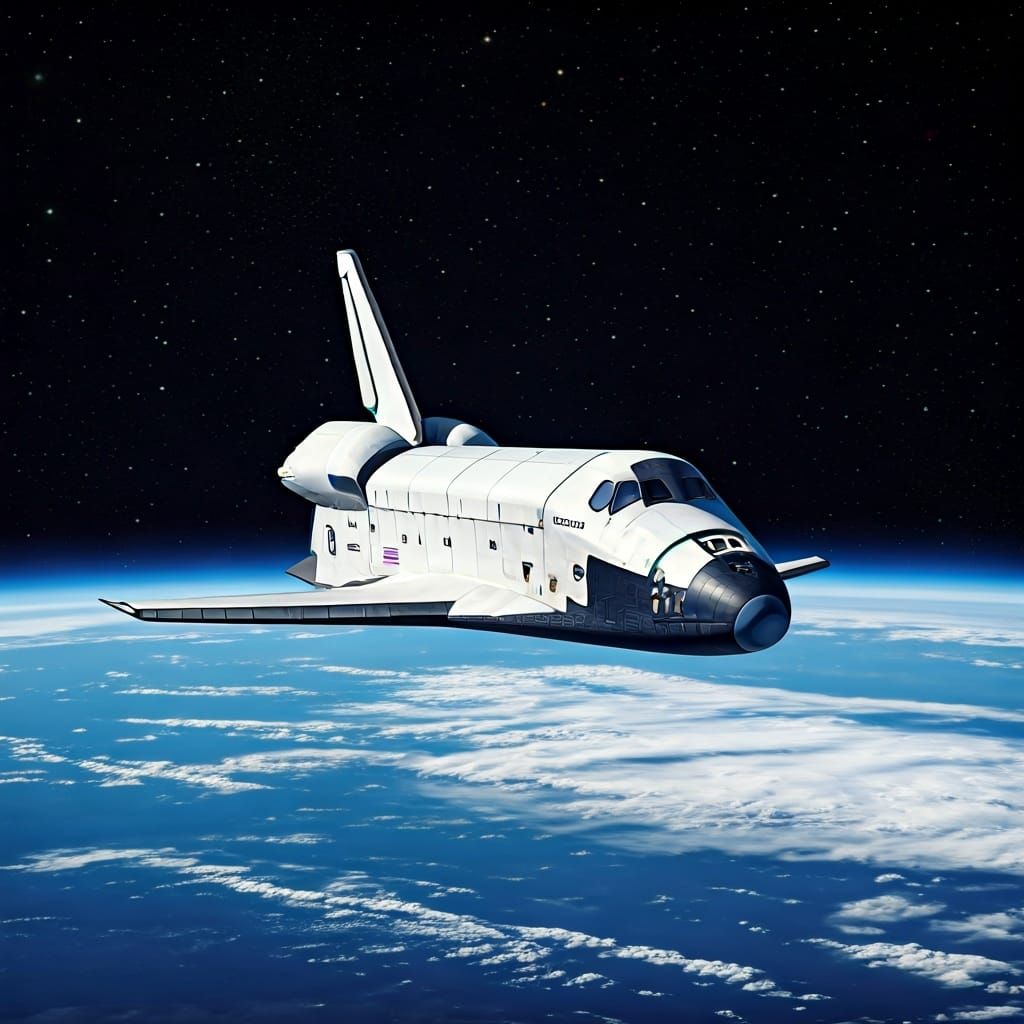 Space Shuttle and ISS in Astral Illustration