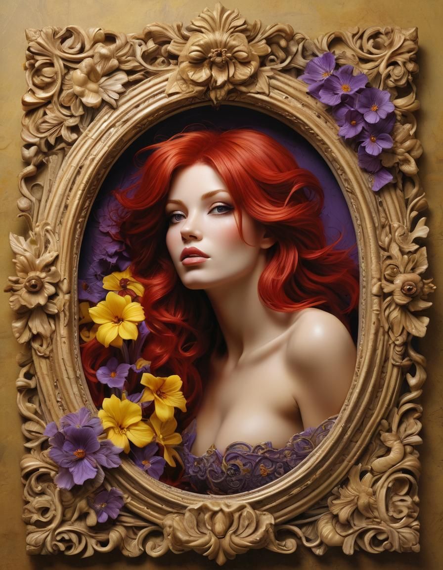 Detailed Figure with Ornate Frame in Realist Style