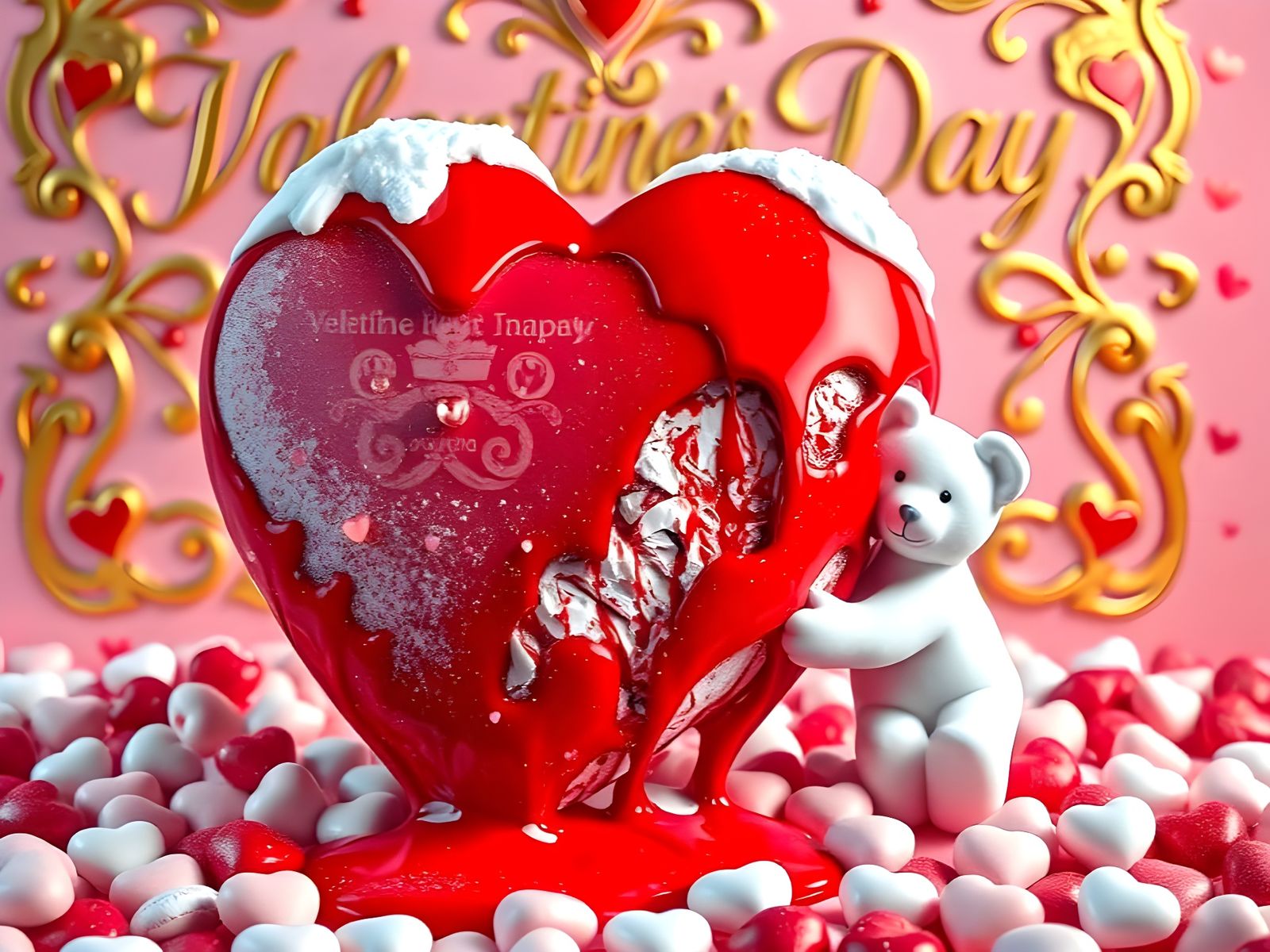 Melting Candy Heart in Surreal Whimsical Style