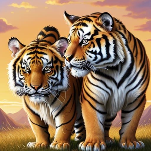 Tiger and Chihuahua: A Digital Pixel Art Friendship