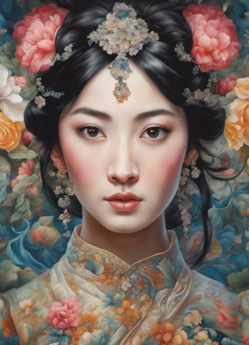 Oriental Princess Portrait in Gainsborough Style