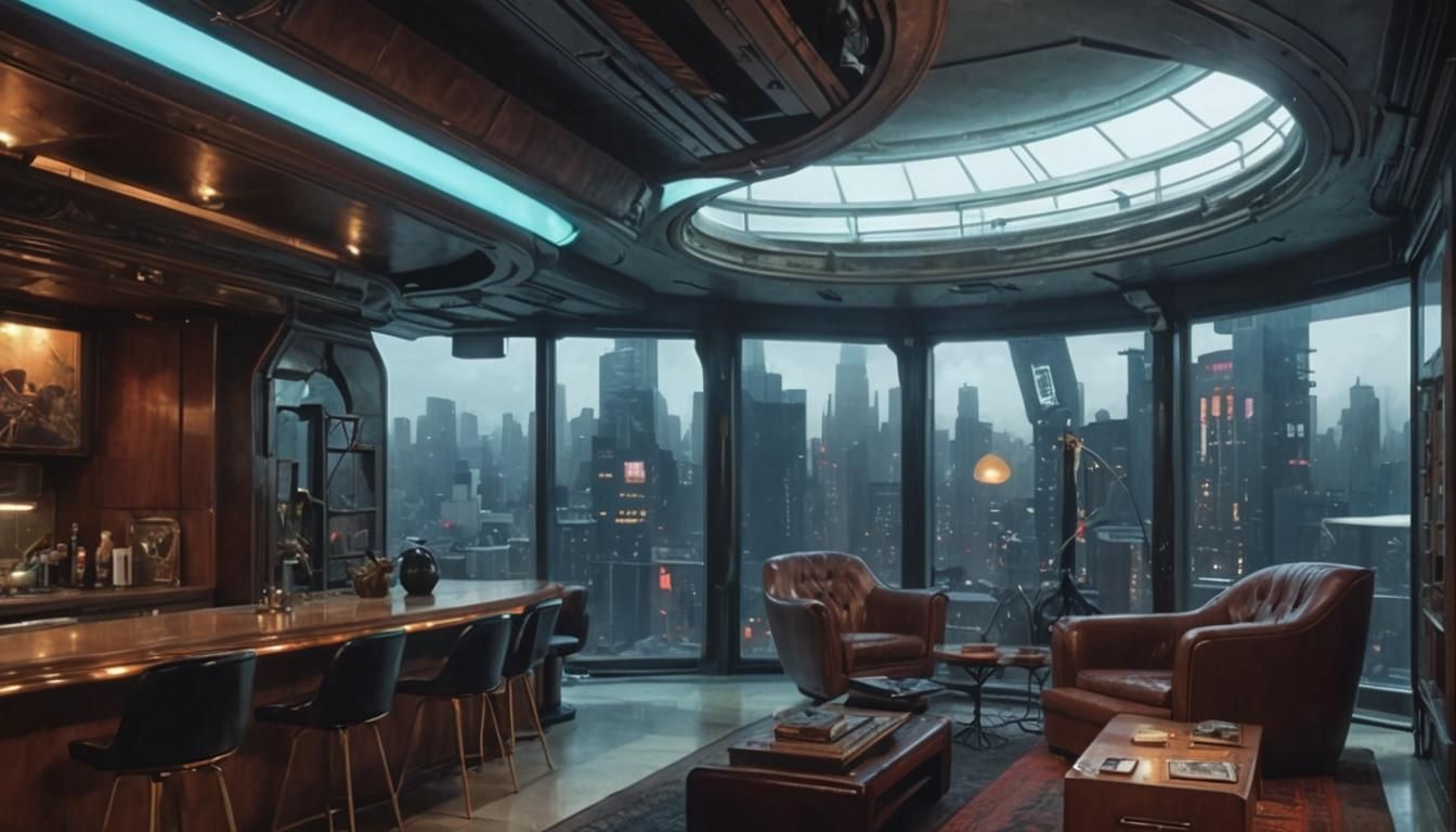 Cyberpunk Apartment Interior in Blade Runner Style
