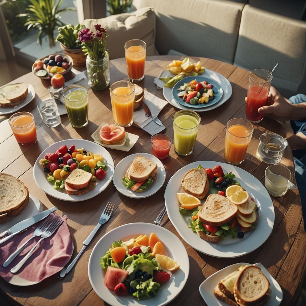 Inviting Breakfast Still Life in Cinematic Style