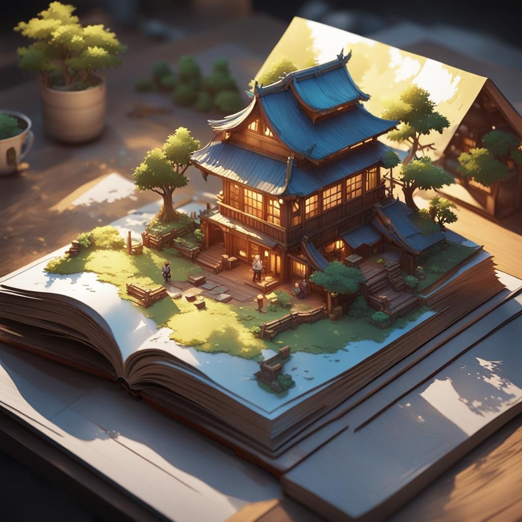 Anime Pop-Up Book in 3D Detail