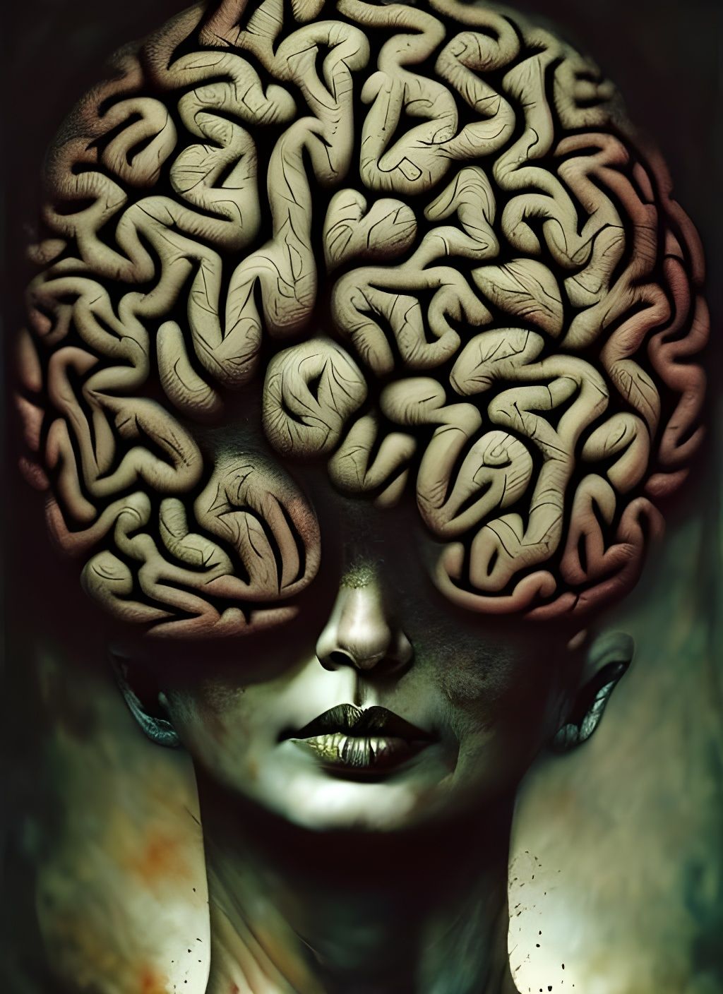 Blooming Brain in Mixed Media Style