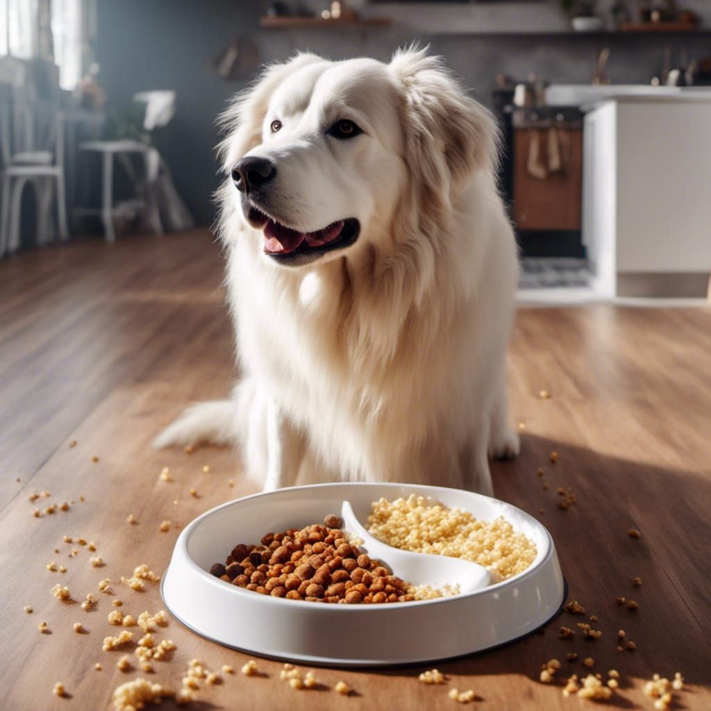 Great Pyrenees Dog Begging for Food