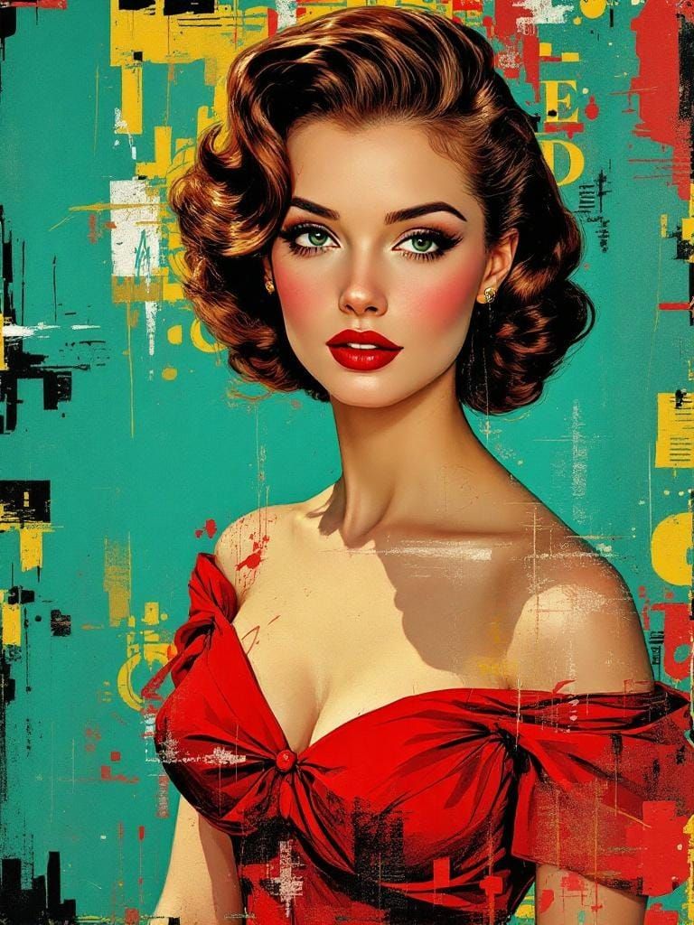 1950s Pin-Up Fusion: Dadaism Meets Impressionism
