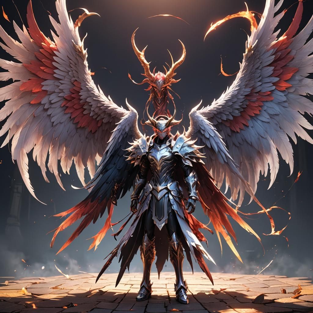 Anime Angel and Demon Back to Back in 3D