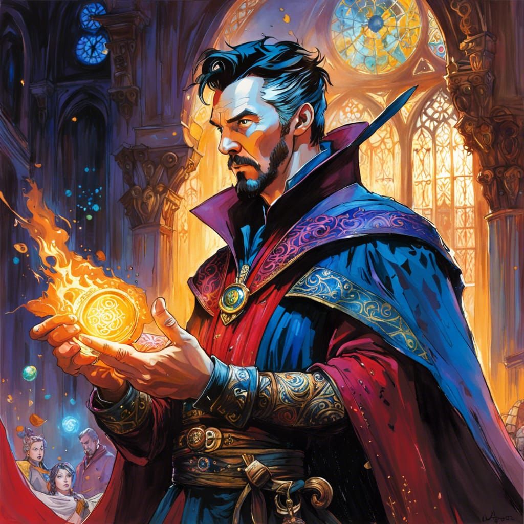 Doctor Strange in a Medieval Palace Dark Fantasy