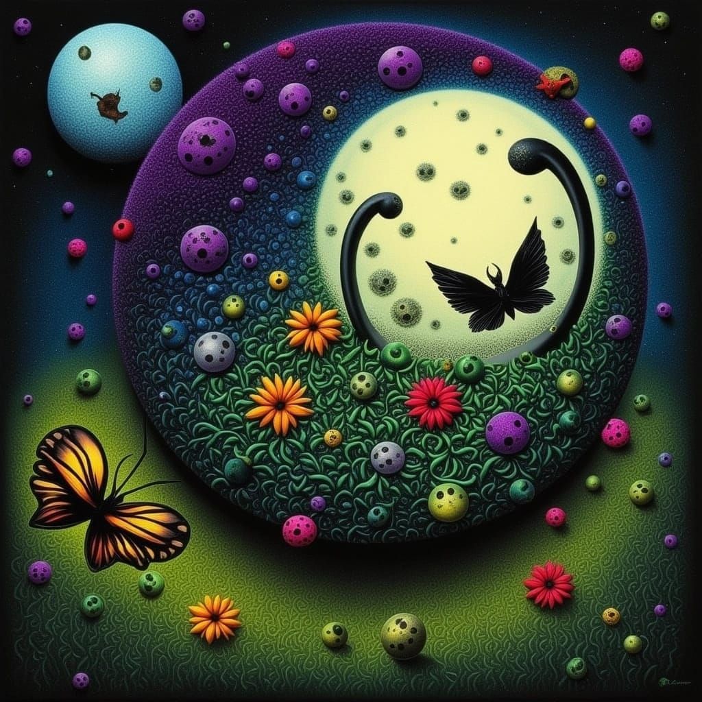 Exotic Alien Planet Garden in Noir Style