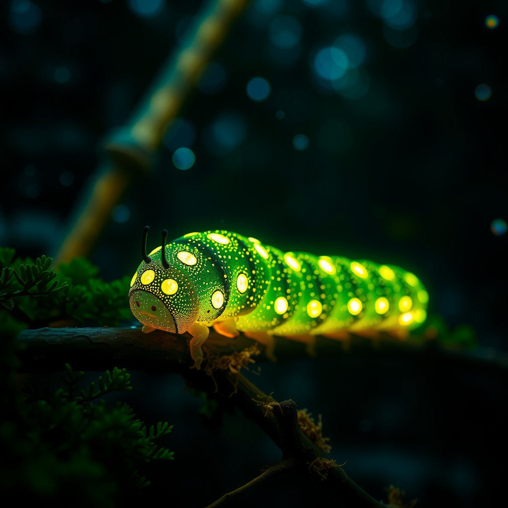 Glowing Caterpillar Spirit in Klimt Style