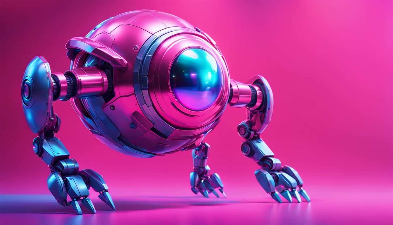 Pink Robot Emerges: Hyper-Realistic 3D Digital Art