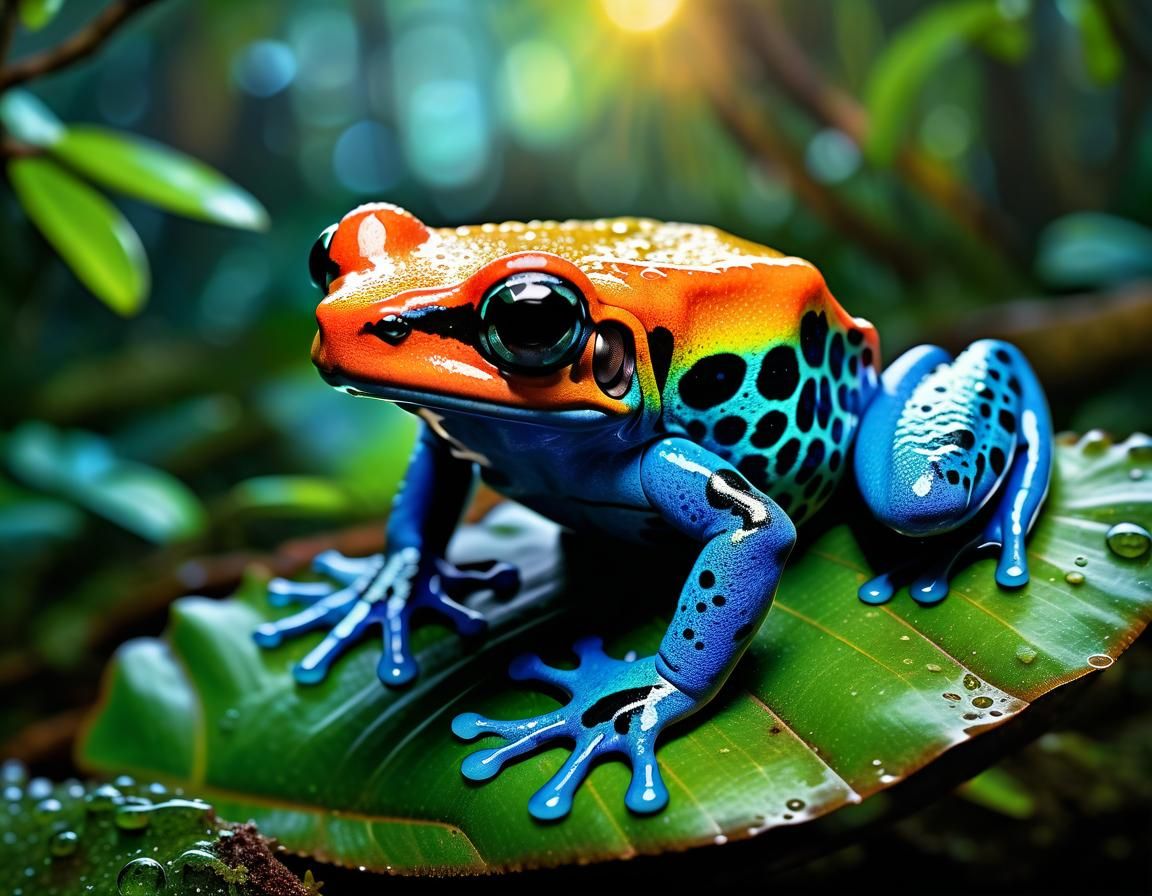Colorful Poison Dart Frog in Lush Rainforest