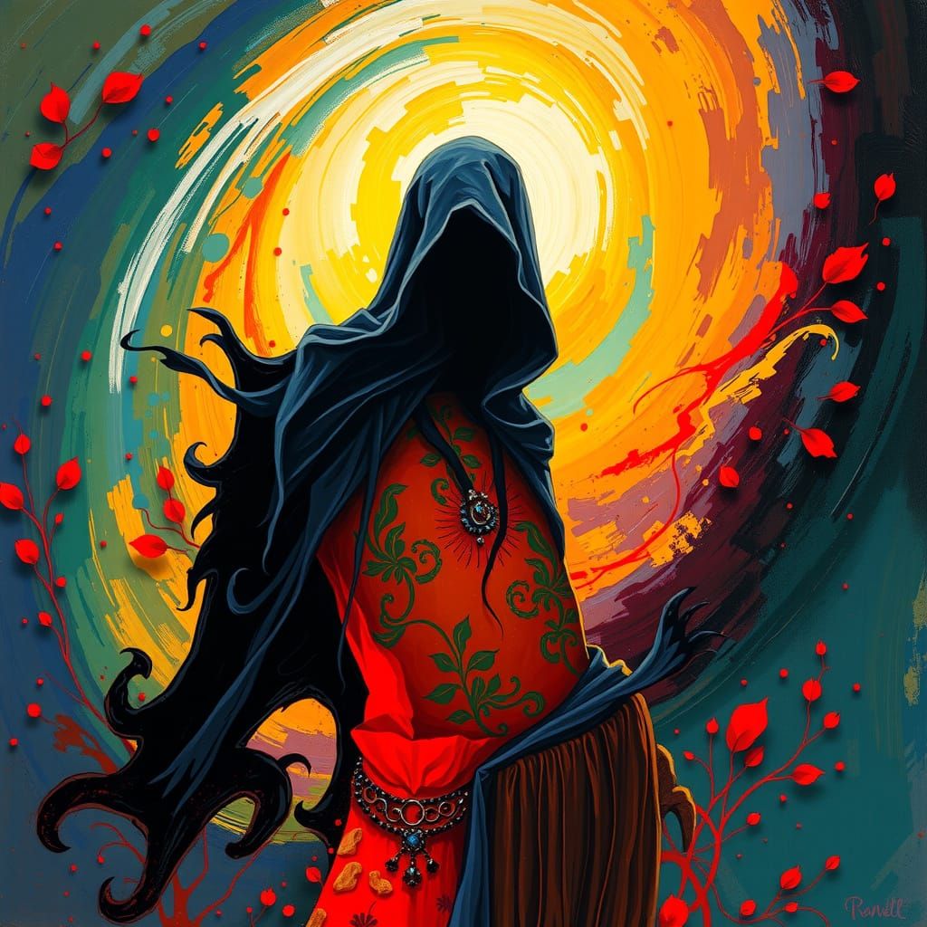 Shrouded Figure in Vortex of Emotion