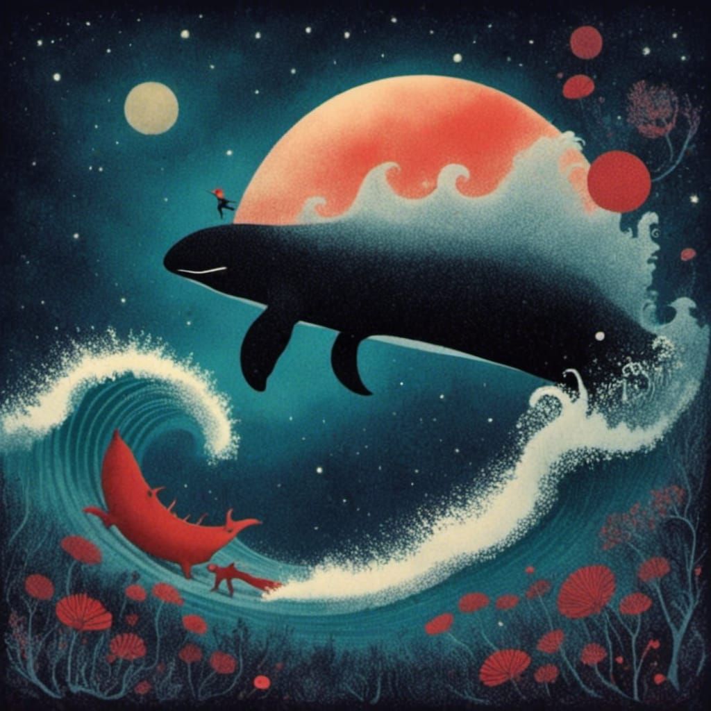 Killer Whale Surfing a Tidal Wave in Space