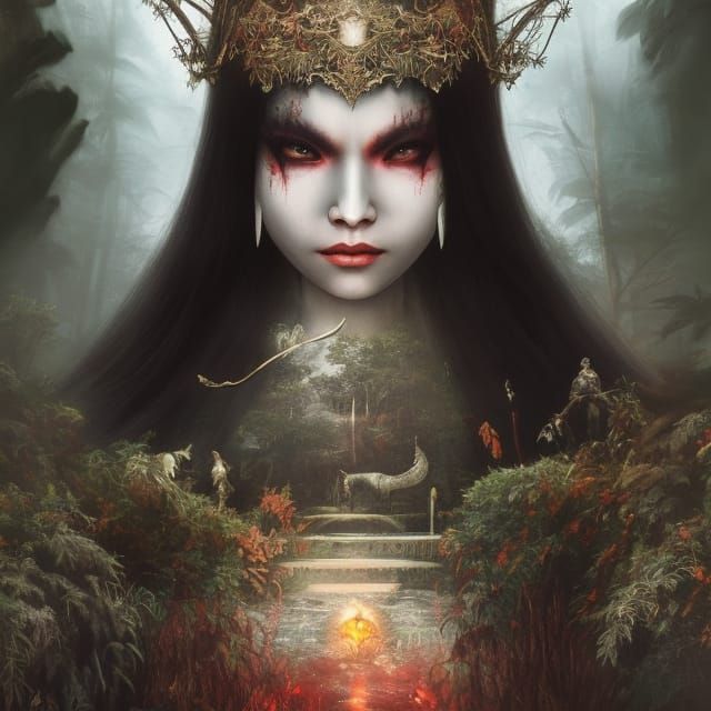 Ethereal Pontianak Portrait in Dreamlike Horror Style