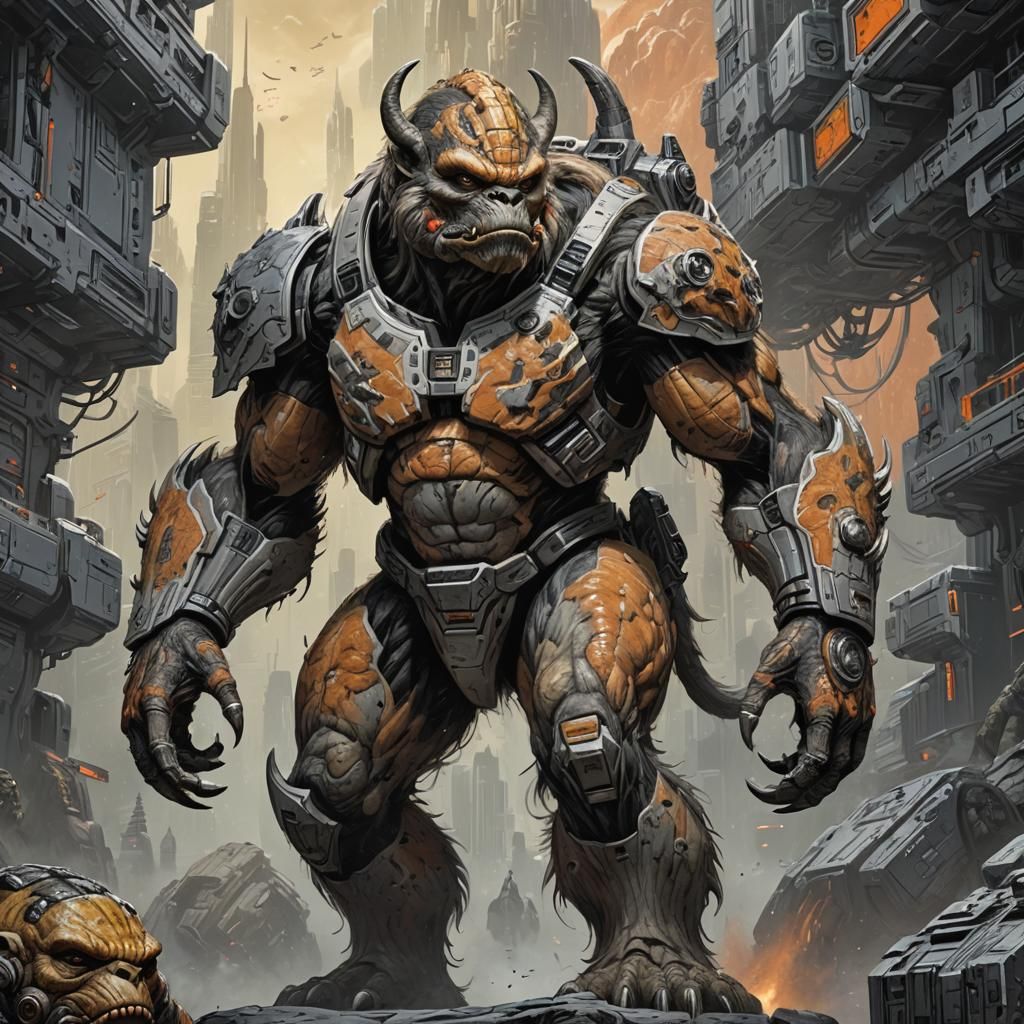 Muscular Yeti-Centaur Hybrid with Andromedan Camouflage