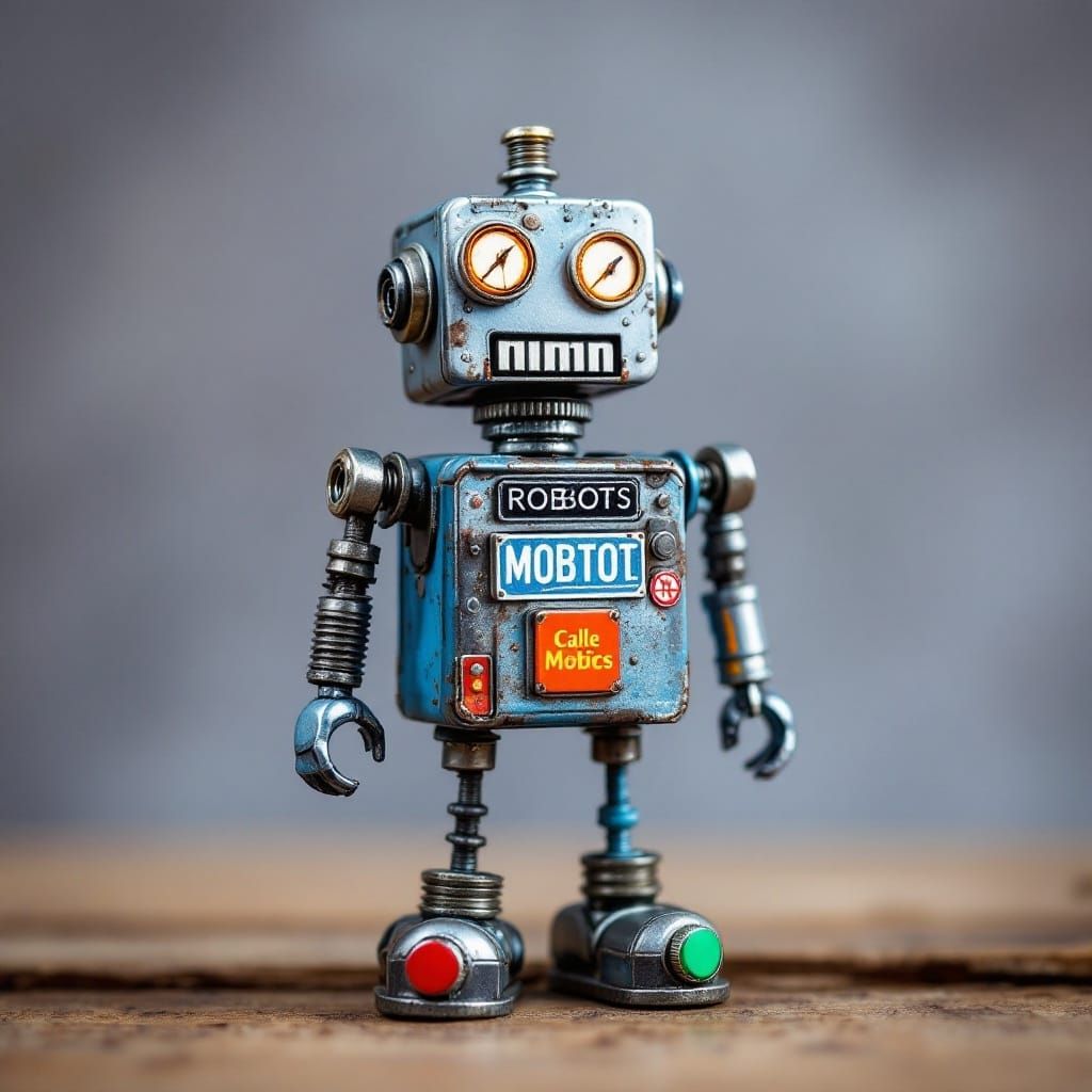 Hyper Realistic Robot Sculpture Made of Found Objects