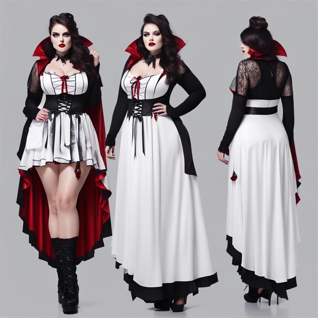 Captivating Vampire Girl in Elegant Dress