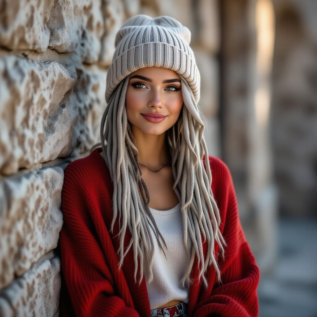 A photo of a 20-year-old model with a slight smile. She has ...