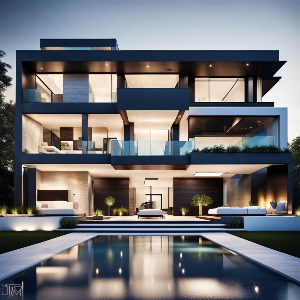 Luxury Modern Mansion Front View