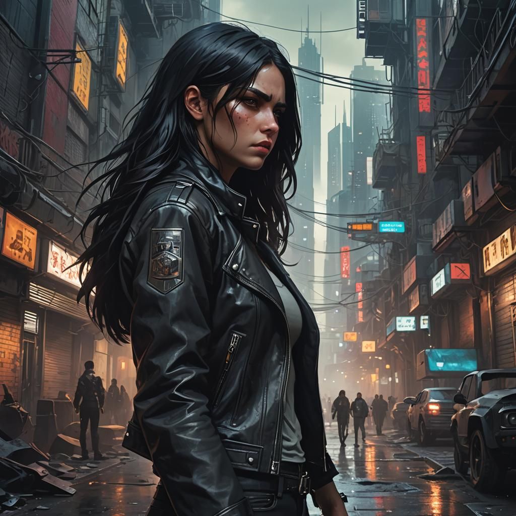 Girl surveys futuristic city victory