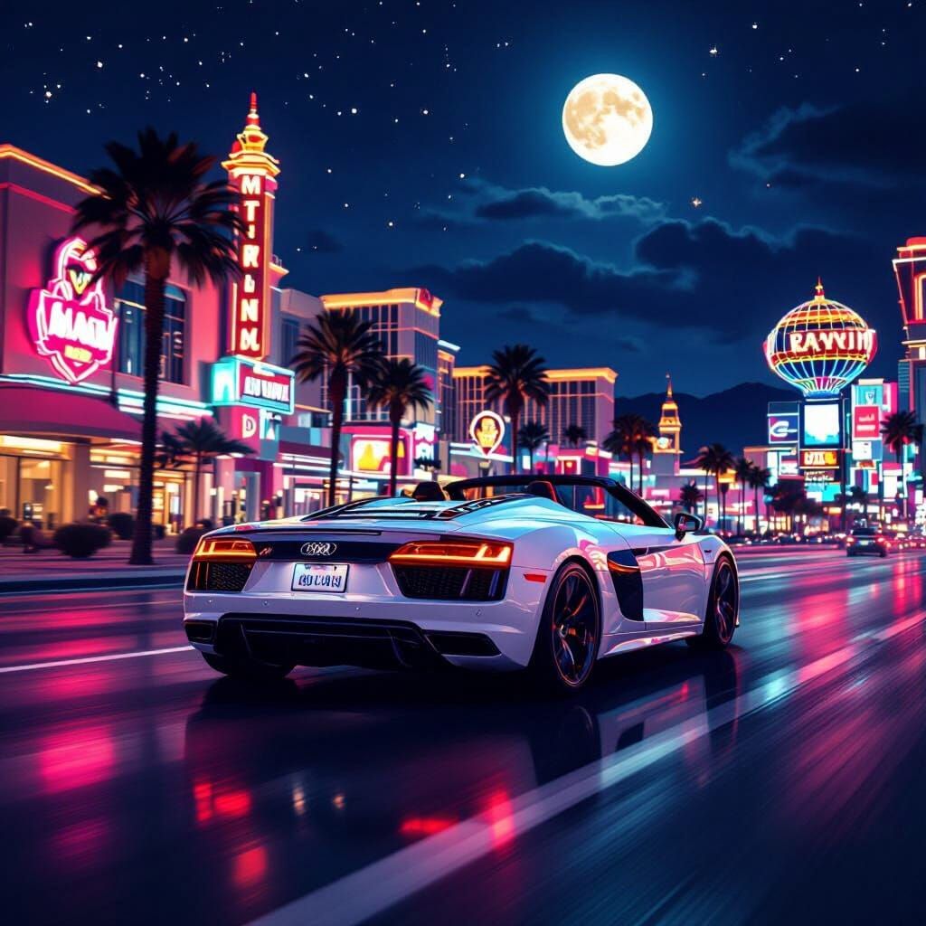 Audi R8 on Las Vegas Strip in Futuristic Style
