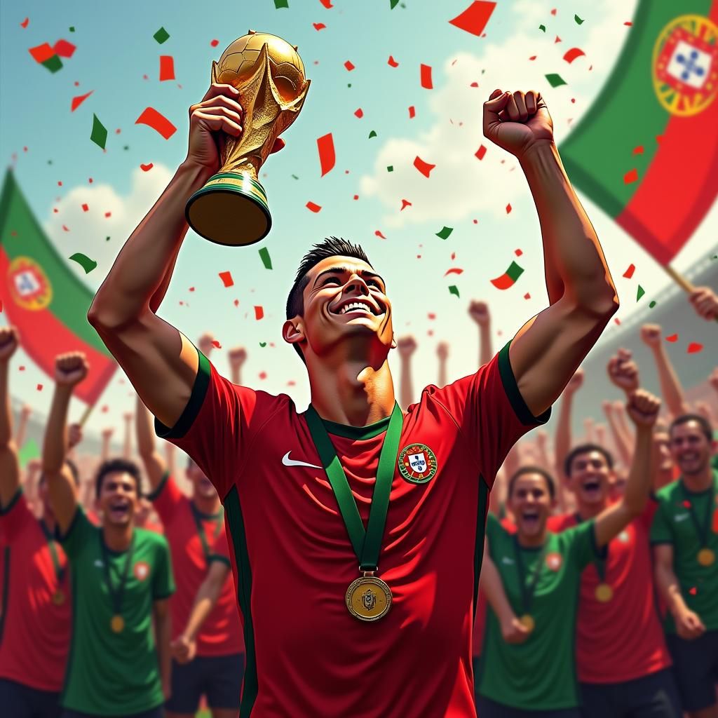 Cristiano Ronaldo Celebrates World Cup Victory