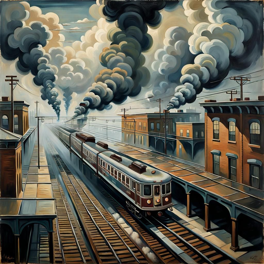 Vintage Oil Painting of Soul Train to Heaven