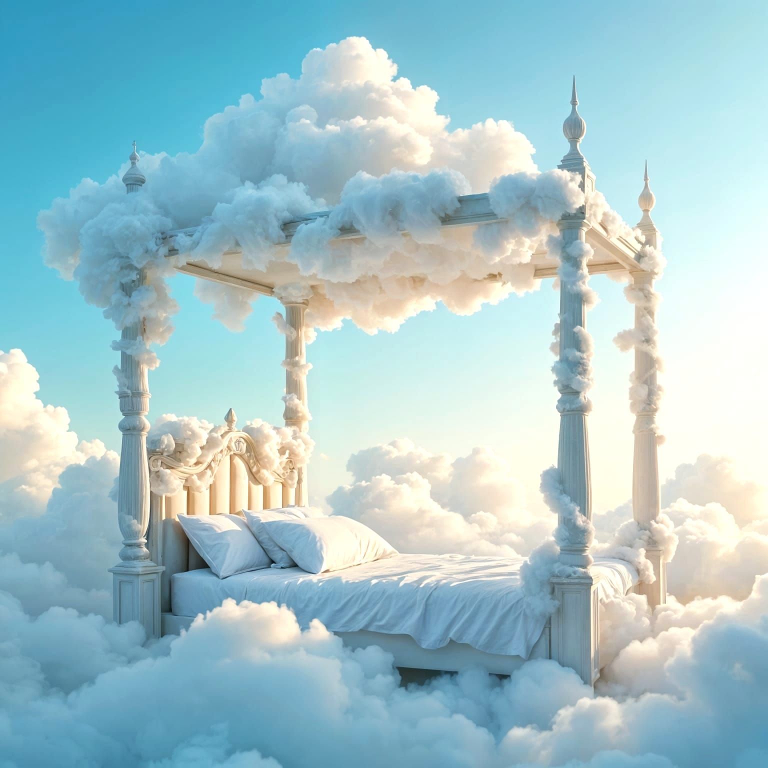 Ethereal Four Poster Cloud Bed