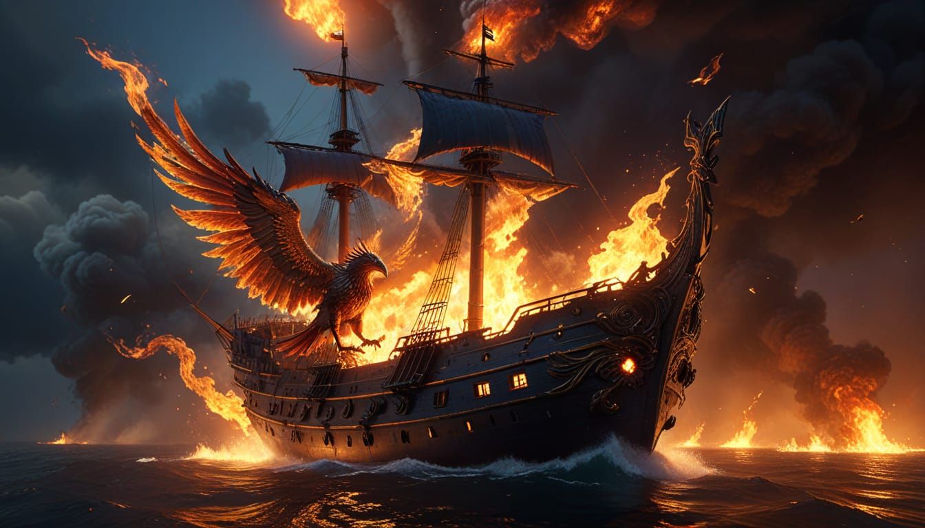 Phoenix Ablaze in Golden Hour, Hyperdetailed Masterpiece