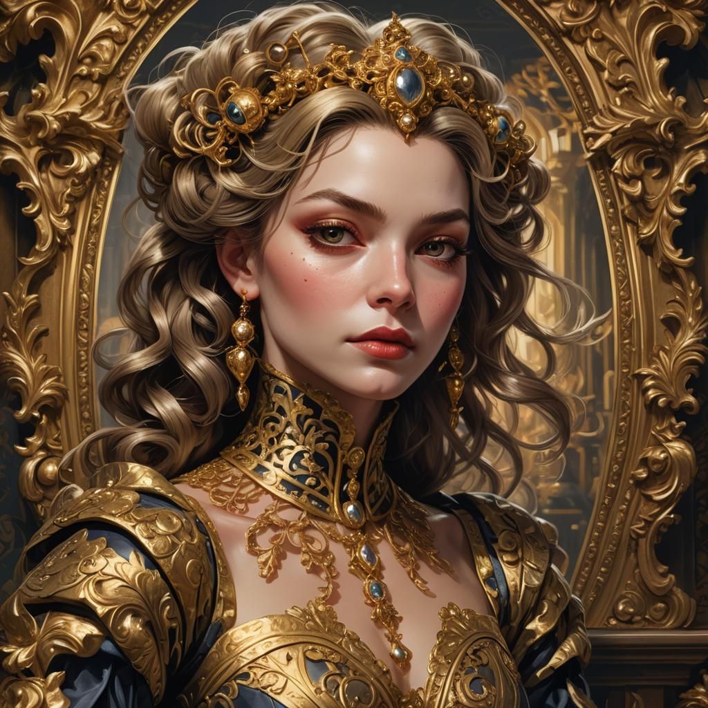 Arachnid Socialite Portrait in Baroque Concept Art Style