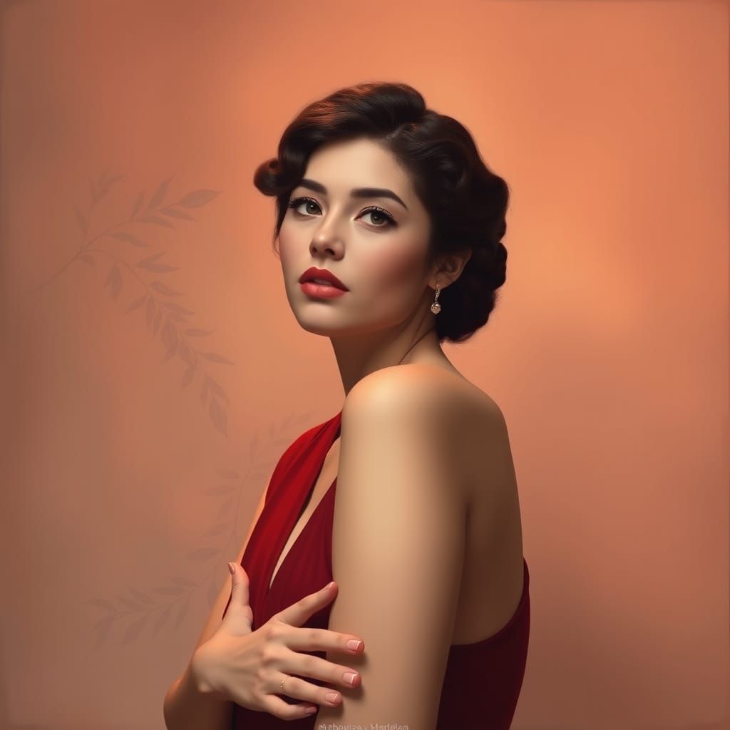 Elegant Woman Portrait in Art Nouveau Style