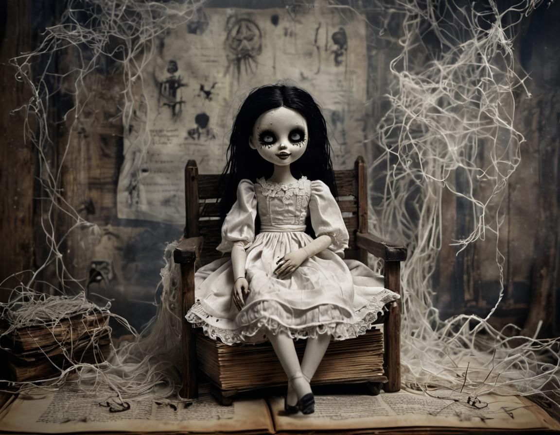 Ethereal Curse Doll Emerges from Occult Book