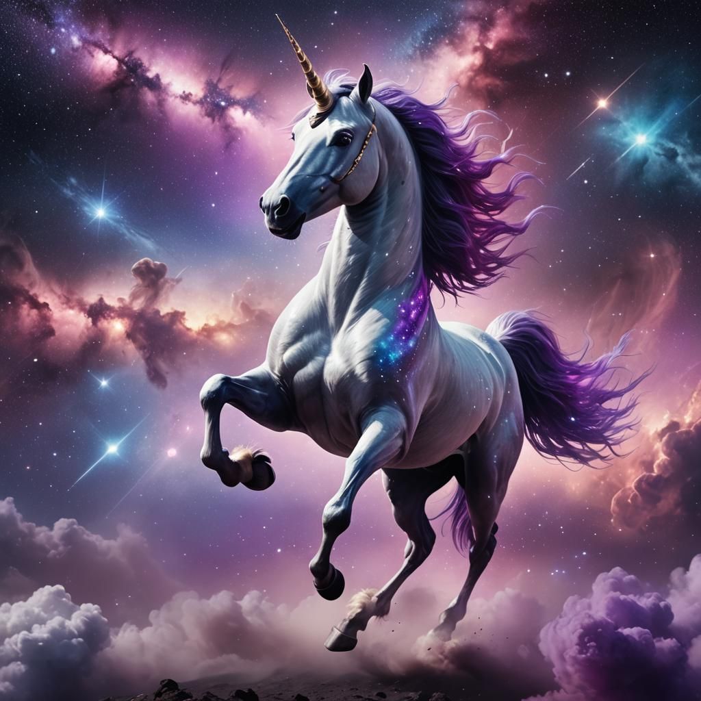 Galaxy Unicorn in Digital Matte Painting Style