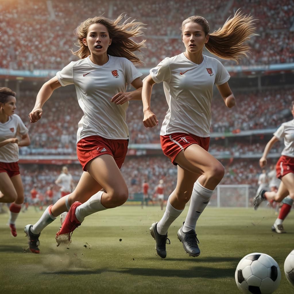Dynamic Female Soccer Players in Action