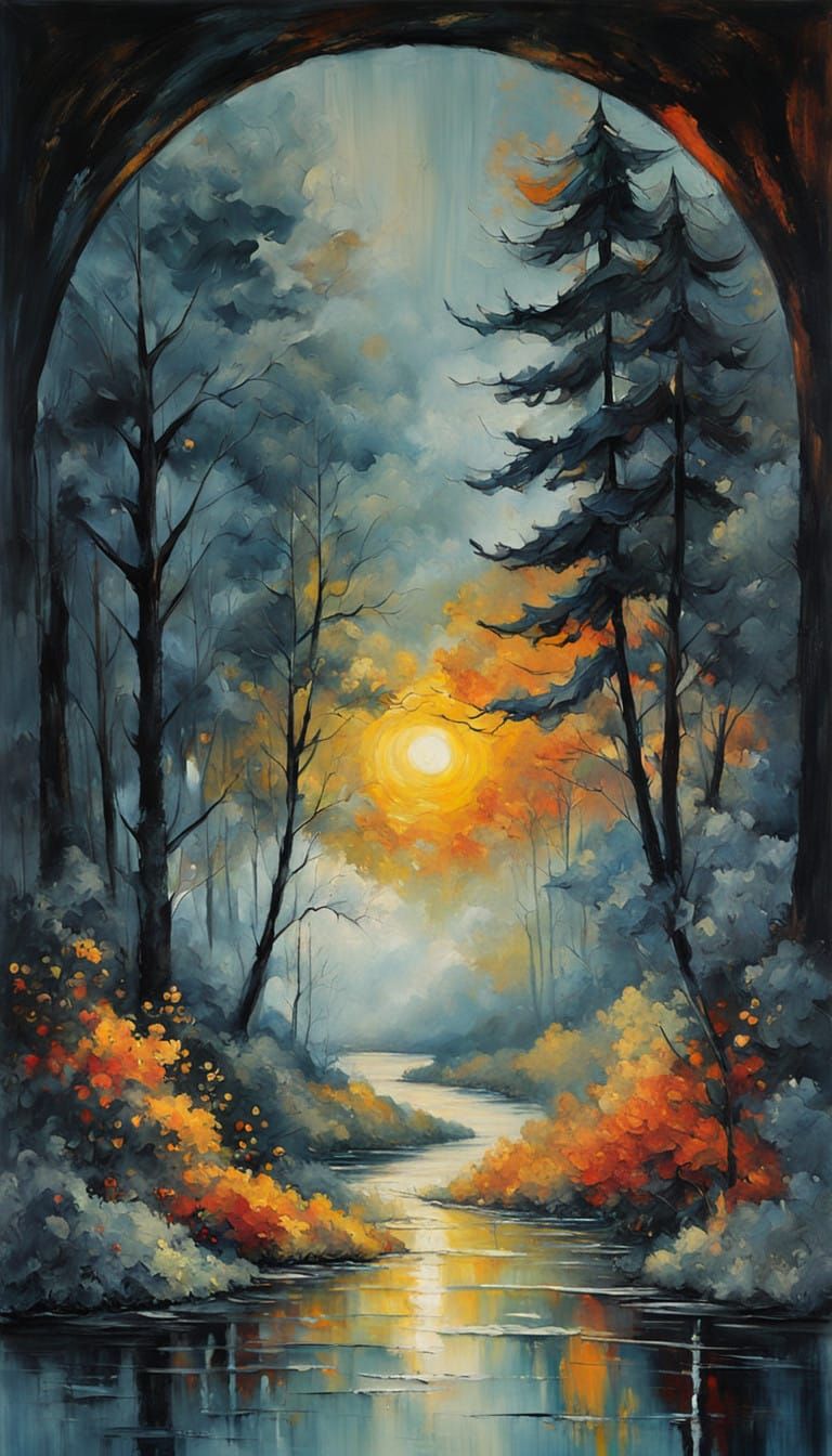 Surreal Enchanted Landscape in Expressive Oil Painting