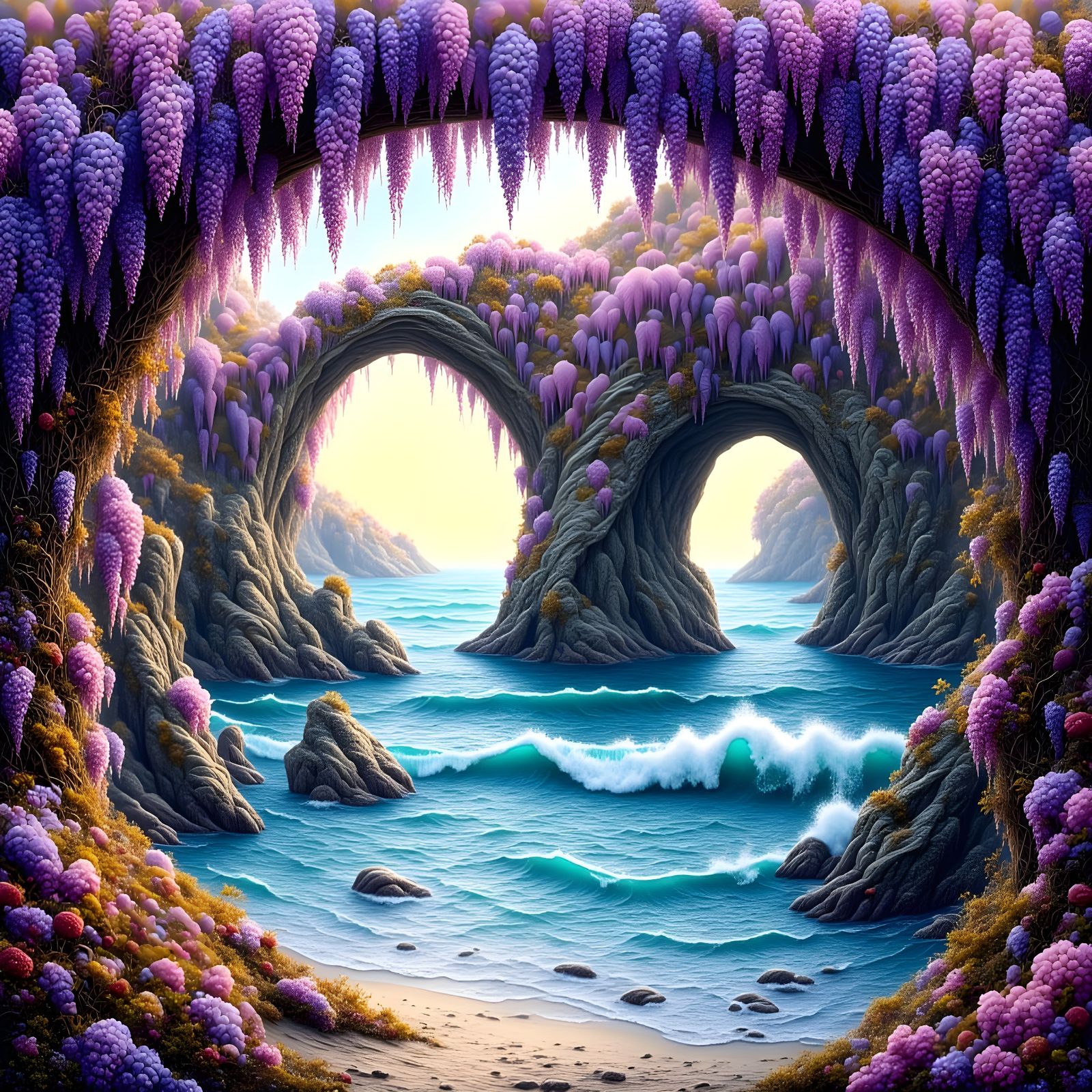 Wisteria Arch Rock Formations at Sunset