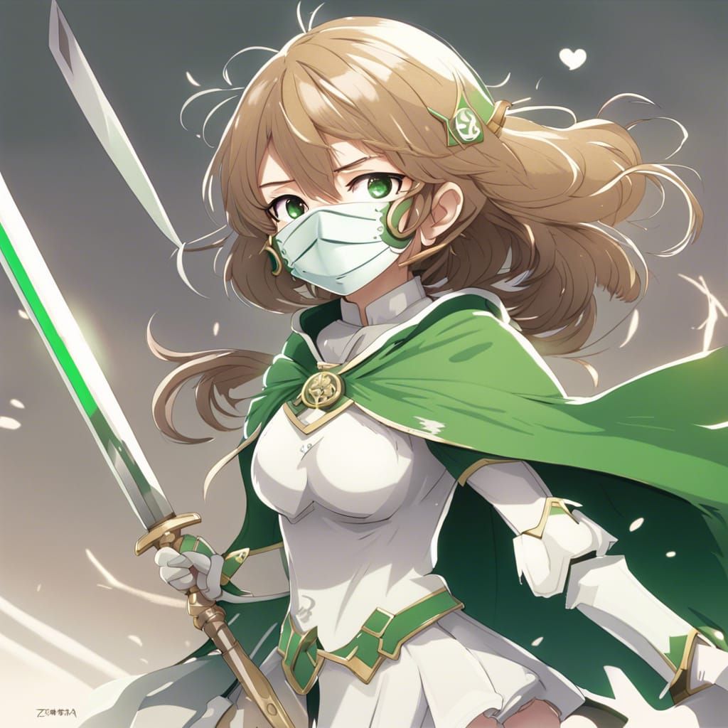Anime-Style Girl Warrior with Jade Sword