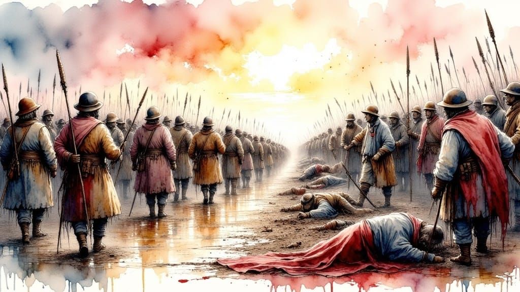 Wounded on Battlefield: Horrific War in Watercolour