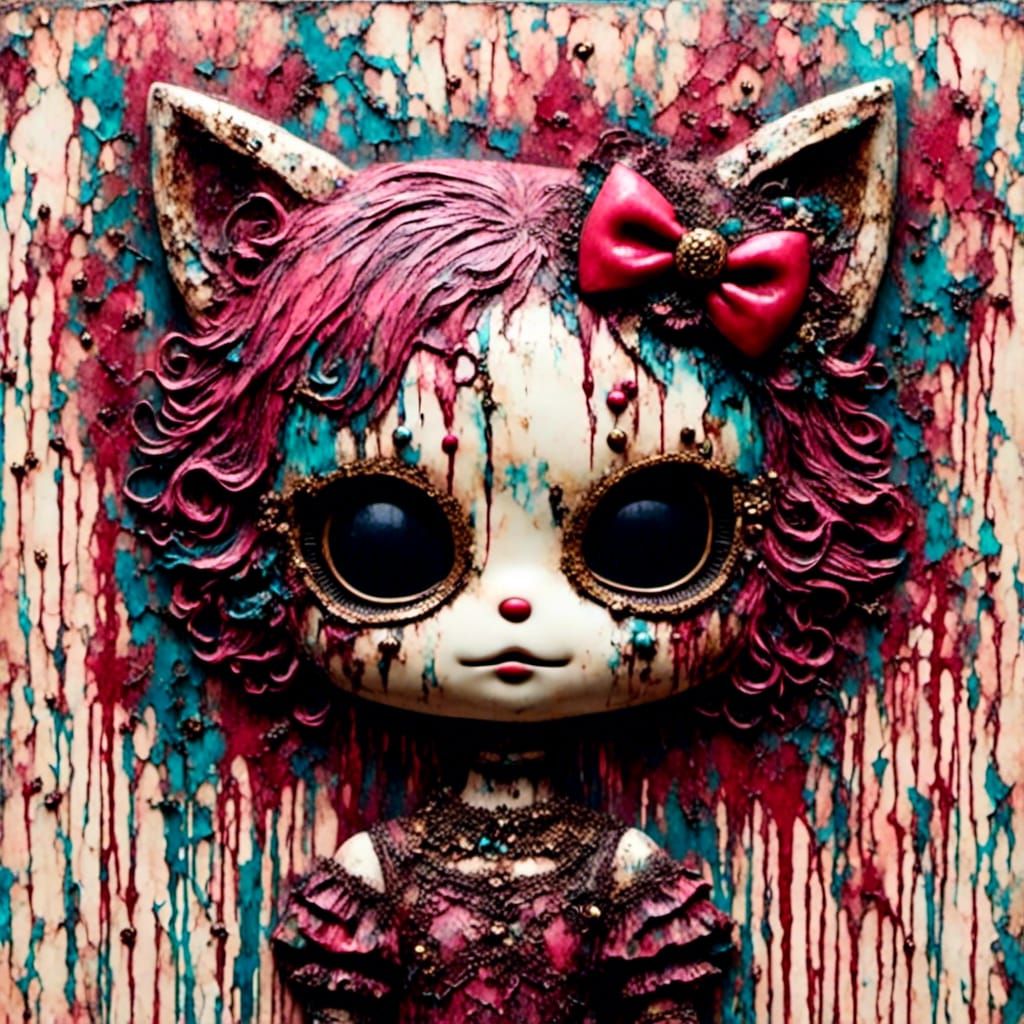 Horror Encaustic Hello Kitty Mask Girl