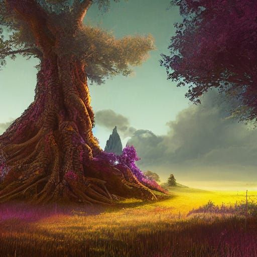 Mystical Ukrainian Landscape in Cyberpunk Digital Art