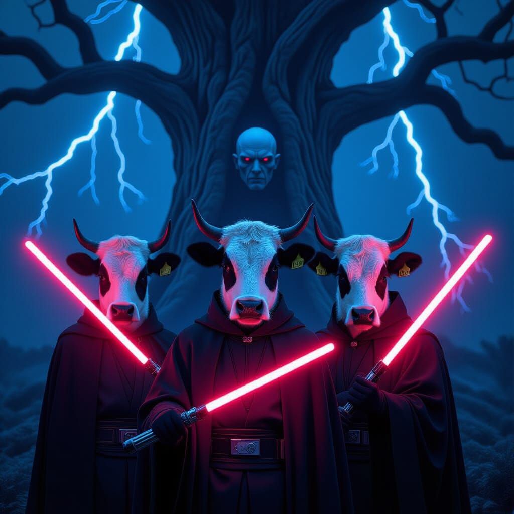 Cow-Sith Hybrids with Lightsabers and Palpatine
