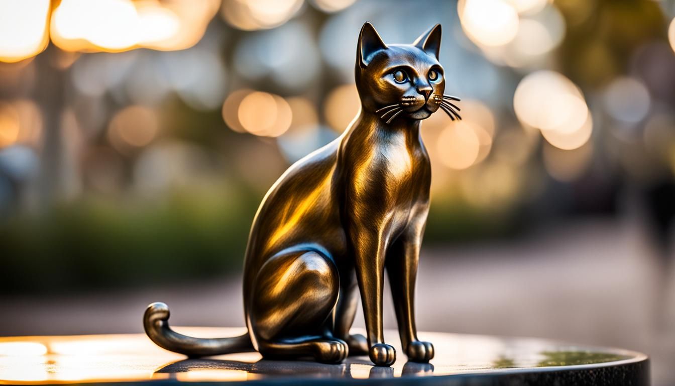 Bronze Cat Statue in Jacobsen Style