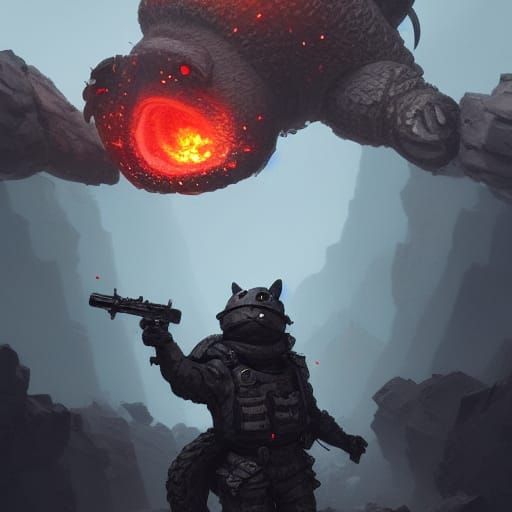 Lava Steel Piggy Soldier: Dark Fantasy Concept Art