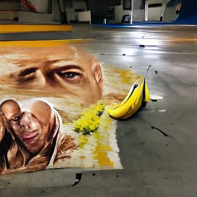 Comedic Painting: Man Slips on Banana